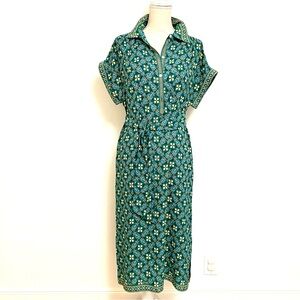 NWT Max Studio Green Print Midi Shirtdress